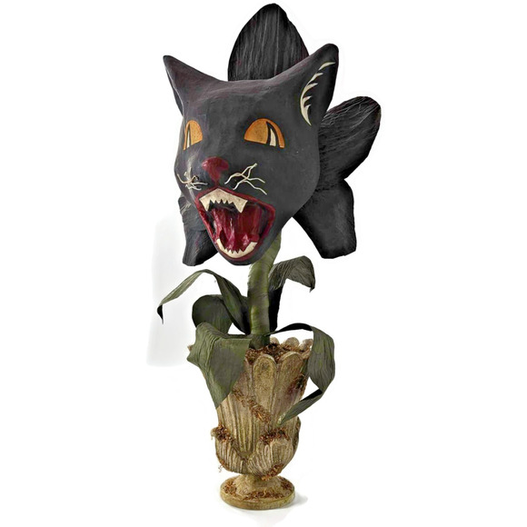 Bethany Lowe Scaredy Cat Orchid Halloween Black Paper Mache Flower Urn 18" Rare - Picture 4 of 10